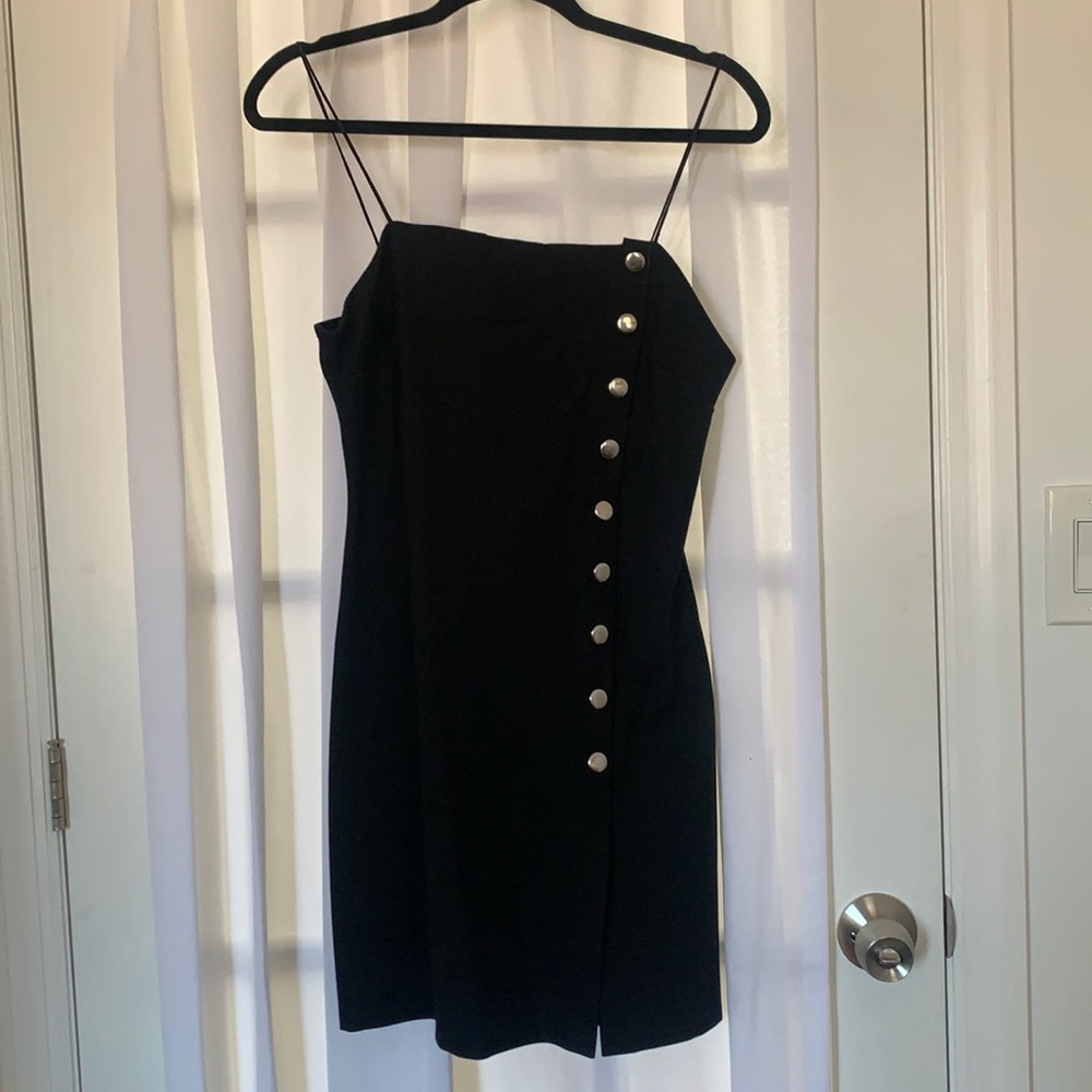 Topshop mini black dress with buttons on side